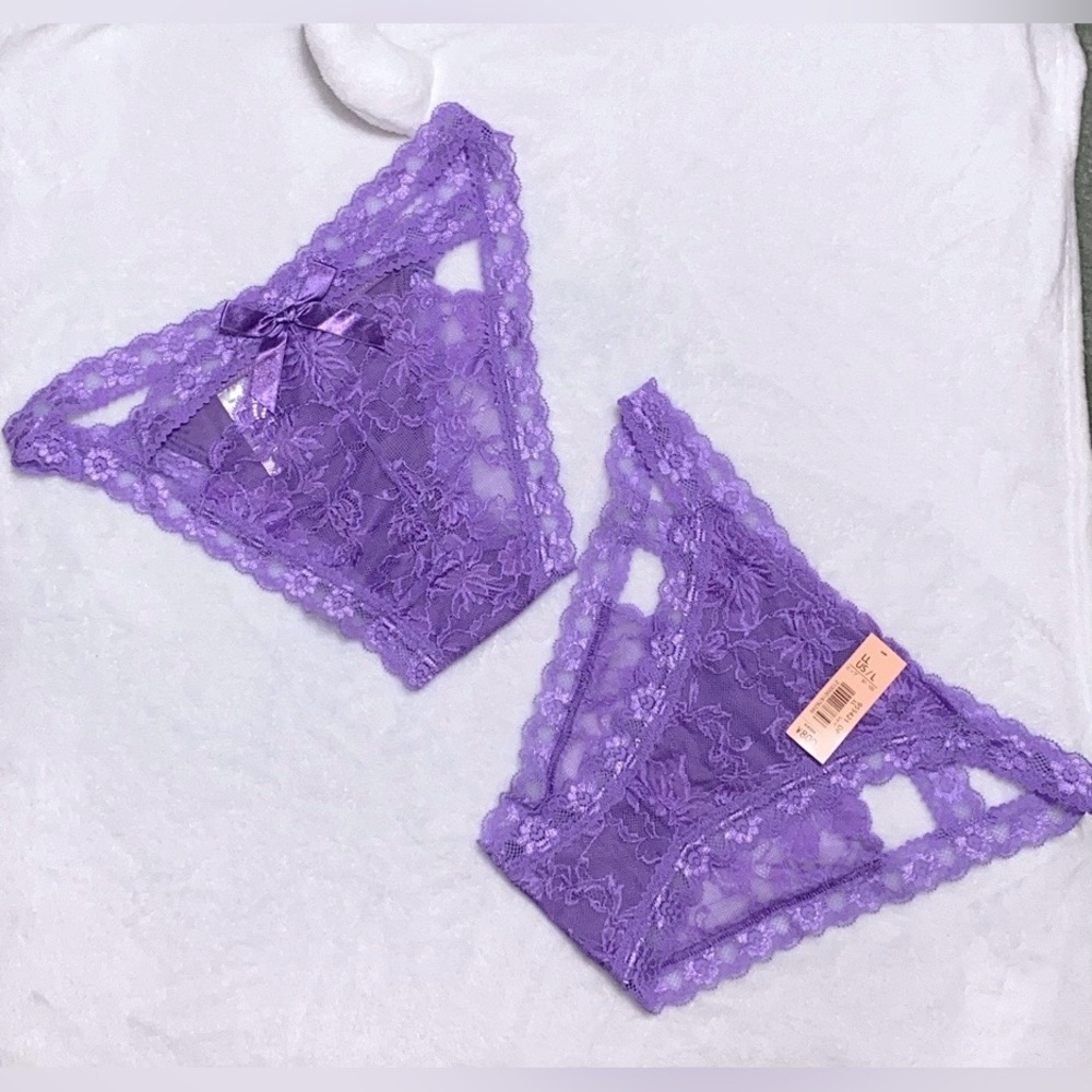Japanese brand Aimerfeel satin bow lace strap panties JP-LL / US-M,L